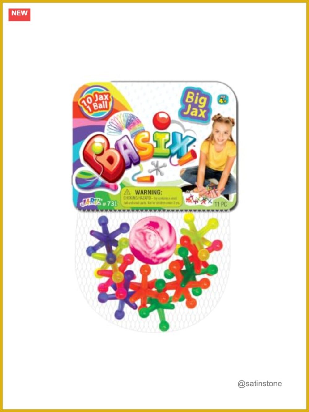 Retro Jacks Game Set with Bouncy Ball & 10 Rubber Jacks, Party Favor